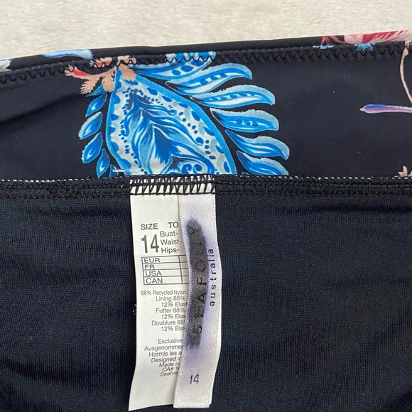 New! SET Seafolly Water Garden Bikini Top Bottoms Floral Black NWOT 28556 - Picture 6 of 12